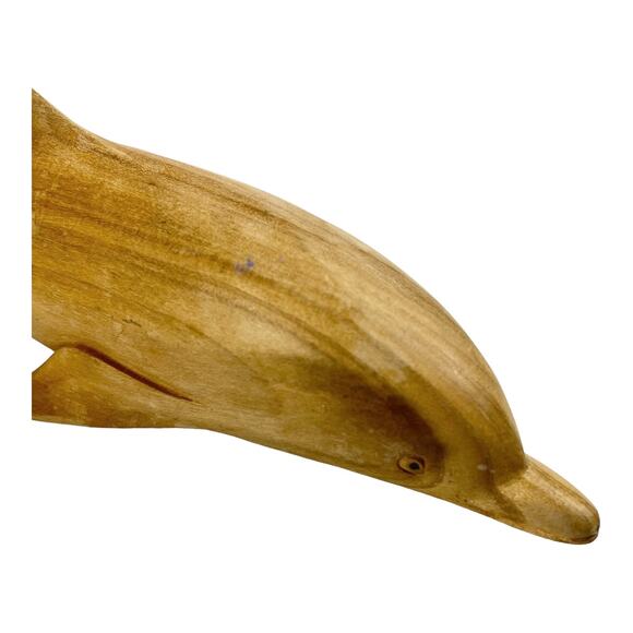 VTG Carved WOOD DOLPHIN 8” Fish Wooden Carving Figurine Nautical Sea Sculpture - Picture 7 of 8